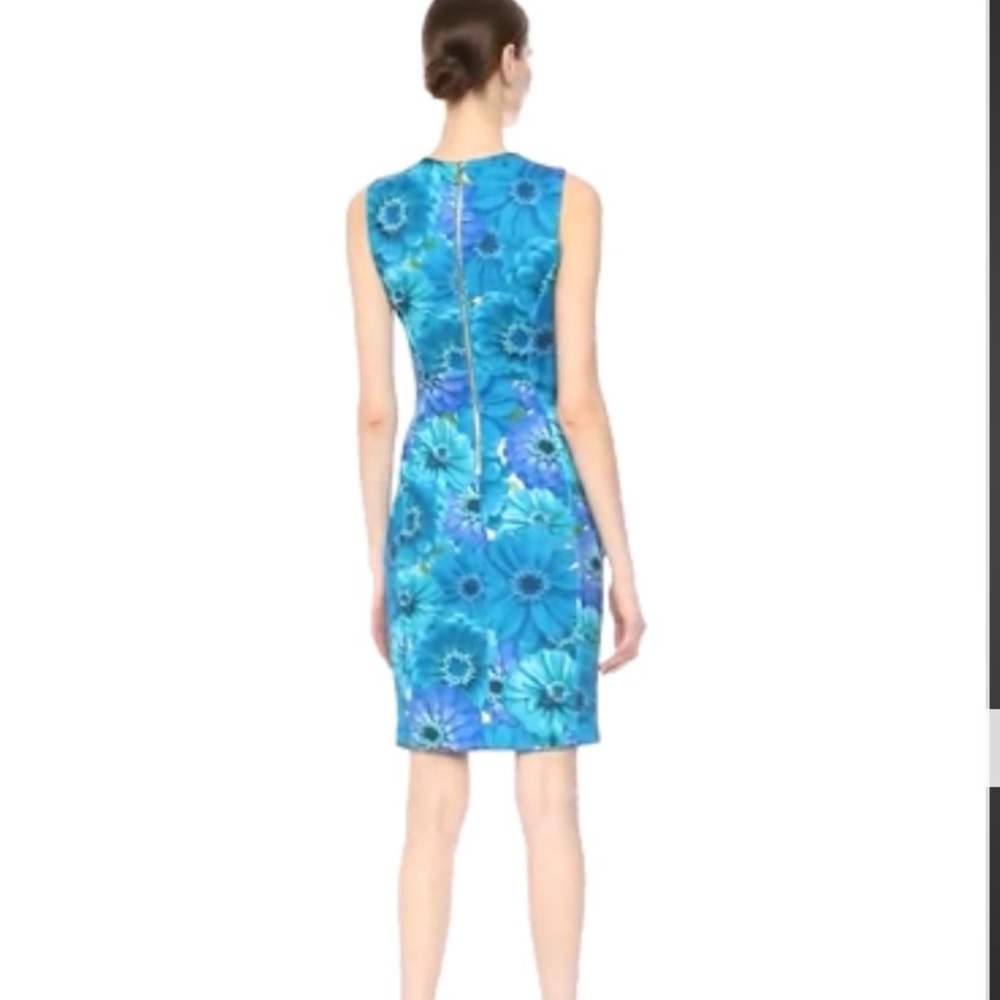 CLAVIN KLEIN dress size 4 blue flower sleeveless dress zipper closure. - Picture 7 of 12